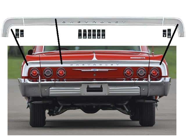 64 Chev Impala rear molding kit